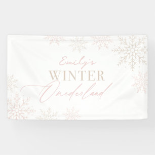 Pink Snowflake Winter Onederland 1st Birthday Banner