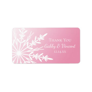 Pink Snowflake Winter Wedding Thank You Favour Tag