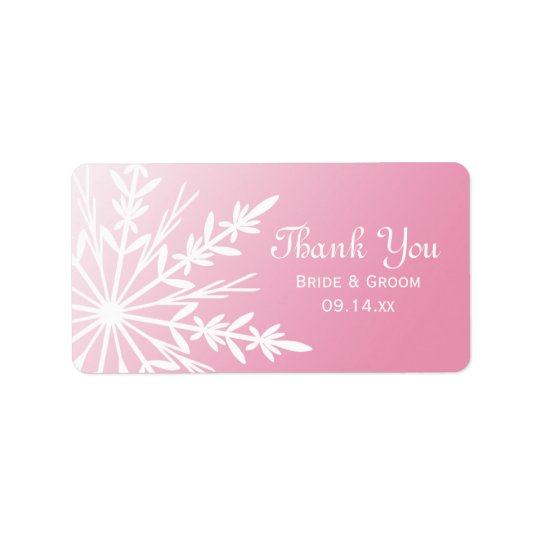 Pink Snowflake Winter Wedding Thank You Favour Tag Address Label