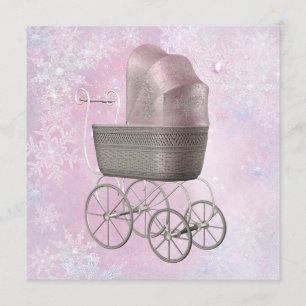 Pink Snowflake Winter Wonderland Baby Shower Invitation