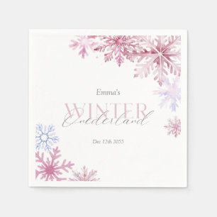 Pink Snowflake Winter Wonderland First Birthday  Napkin