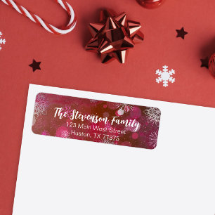 Pink Snowflake Winter Wonderland Holiday Address