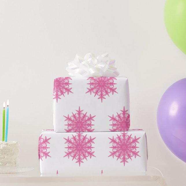 Pink Snowflake  Wrapping Paper (Party Gifts)