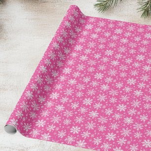 Pink Snowflake Wrapping Paper