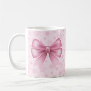 Pink Snowflakes and Bow Coffee Mug