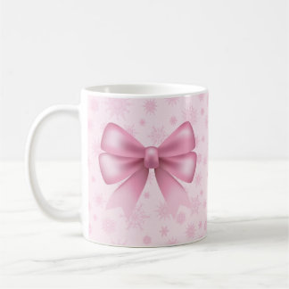 Pink Snowflakes and Bow Coffee Mug