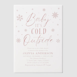 Pink Snowflakes Baby It's Cold Outside Baby Shower Vellum Invitations
