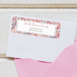Pink Snowflakes Baby Shower Return Address