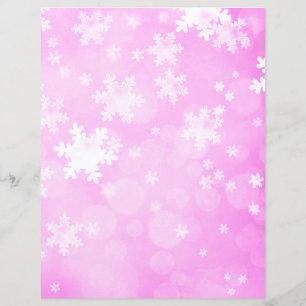 Pink Snowflakes & Bokeh Scrapbook Paper