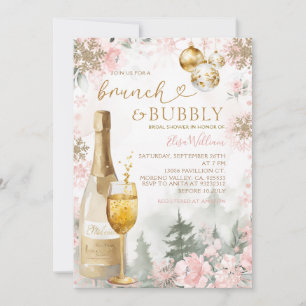 Pink Snowflakes Brunch and Bubbly Champagne  Invitation