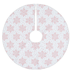 Pink Snowflakes Brushed Polyester Tree Skirt