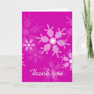 Pink Snowflakes Christmas Thank You Card