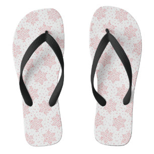 Pink Snowflakes Flip Flops