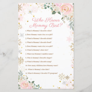 Pink Snowflakes Floral Who Knows Mummy Best Game