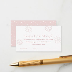 Pink Snowflakes Guess How Many Baby Shower Game Enclosure Card