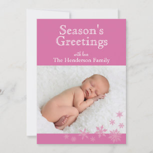 Pink Snowflakes Holiday Card