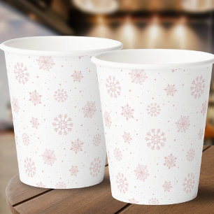 Pink Snowflakes It's Cold Outside Baby Shower Paper Cups