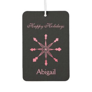 Pink Snowflakes on a Black Background Car Air Freshener