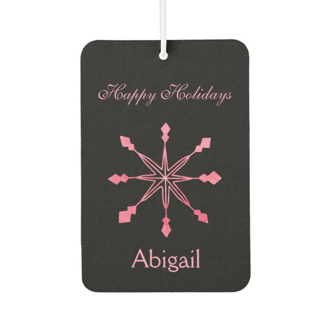 Pink Snowflakes on a Black Background Car Air Freshener (Front)