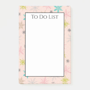 Pink Snowflakes Turquoise Lime Green To Do List Post-it Notes