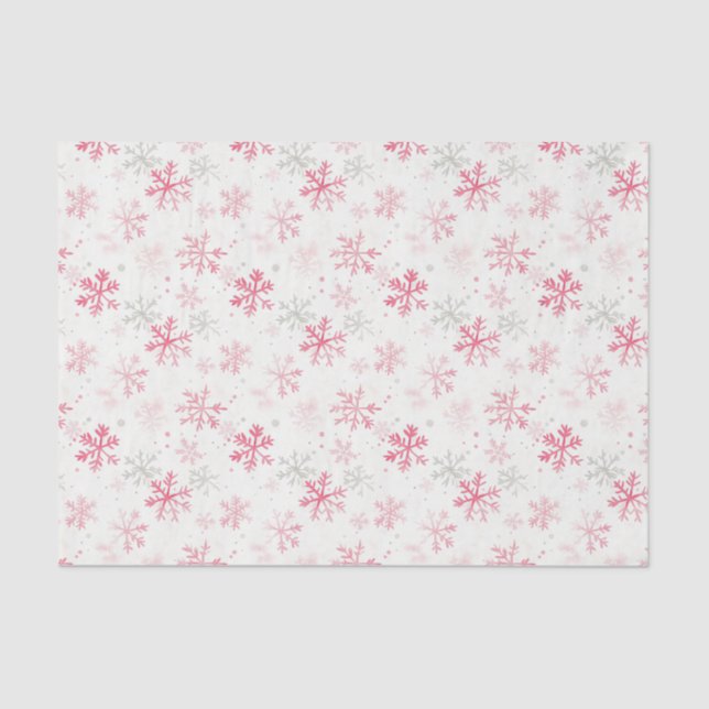 Pink Snowflakes Vintage Christmas Tissue Paper (Front)