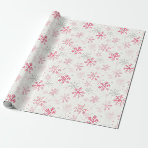 Pink Snowflakes Vintage Christmas Wrapping Paper