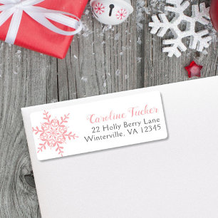Pink Snowflakes Winter Baby Girl Shower Address