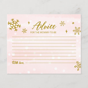 Pink Snowflakes Winter Baby Shower Advice Card