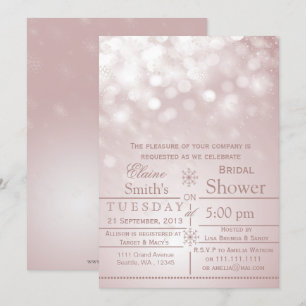 pink snowflakes Winter Bridal shower Invite