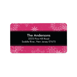 Pink Snowflakes Winter Holiday Return Address Label
