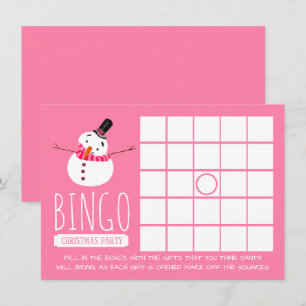 Pink Snowman, Christmas Party Bingo Invitation