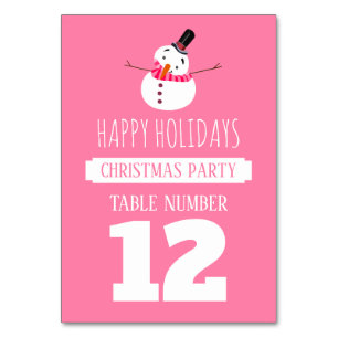 Pink Snowman, Christmas Party Table No. Number