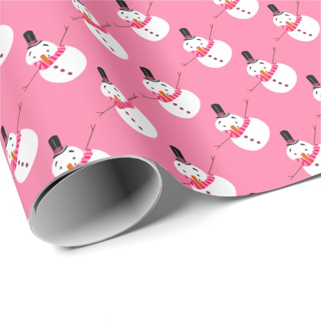 Pink Snowman, Festive Wrapping Paper (Roll Corner)