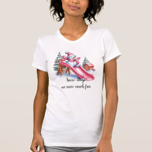 Pink Snowman Snow Days Fun T-Shirt