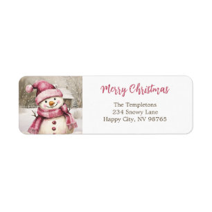 Pink Snowman Vintage Christmas