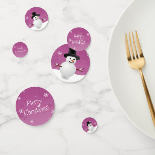 Pink Snowman Winter Scene Christmas Confetti