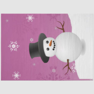 Pink Snowman Winter Scene Christmas Tissue Paper