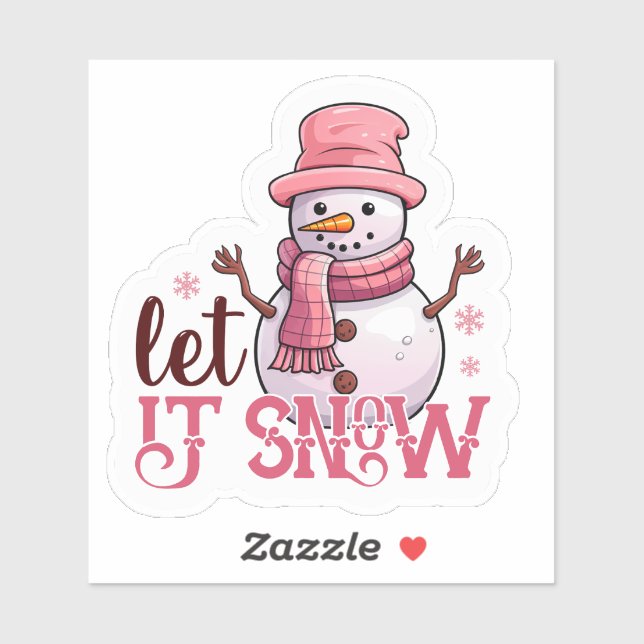 Pink Snowman Wishes Merry Christmas! (Sheet)