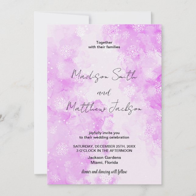 Pink Snows Cloud Wedding Invitations (Front)