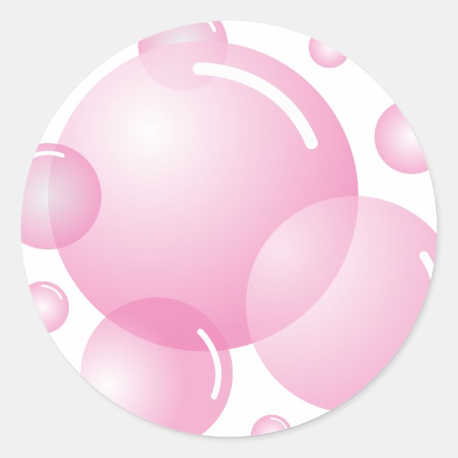 Pink soap bubbles classic round sticker (Front)
