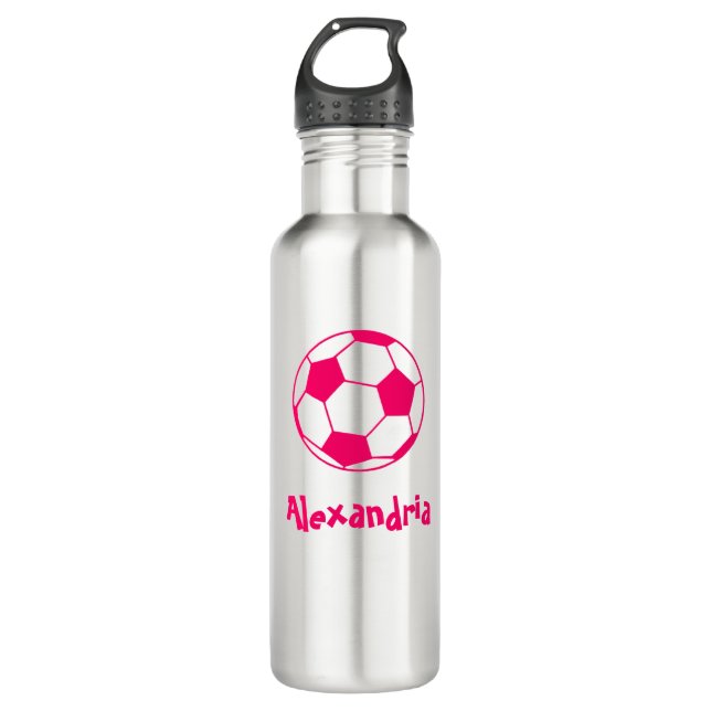 Pink Soccer Ball 710 Ml Water Bottle (Front)