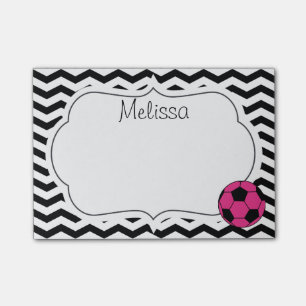Pink Soccer Ball Chevron Monogram Post-It Notes