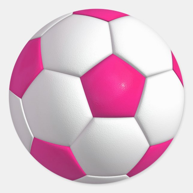 Pink Soccer Ball Classic Round Sticker (Front)