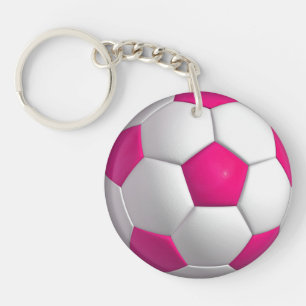 Pink Soccer Ball Key Ring