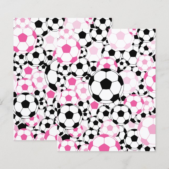 Pink Soccer Ball Pattern Scrapbook Craft Paper (Front/Back)