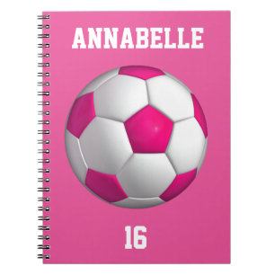 Pink Soccer Ball Personalize Notebook