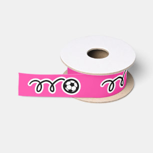 Pink soccer ball ribbon spool for gift wrapping satin ribbon