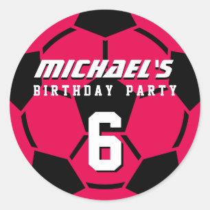 Pink Soccer Ball Sports Birthday Party Stickers