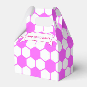 Pink Soccer Balls Black and White Custom Name Favour Box