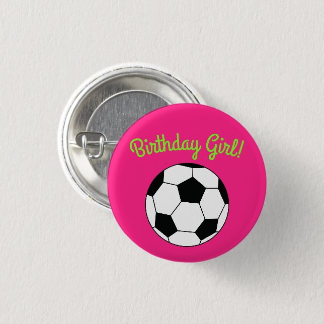 Pink Soccer Birthday Party 3 Cm Round Badge (Front & Back)